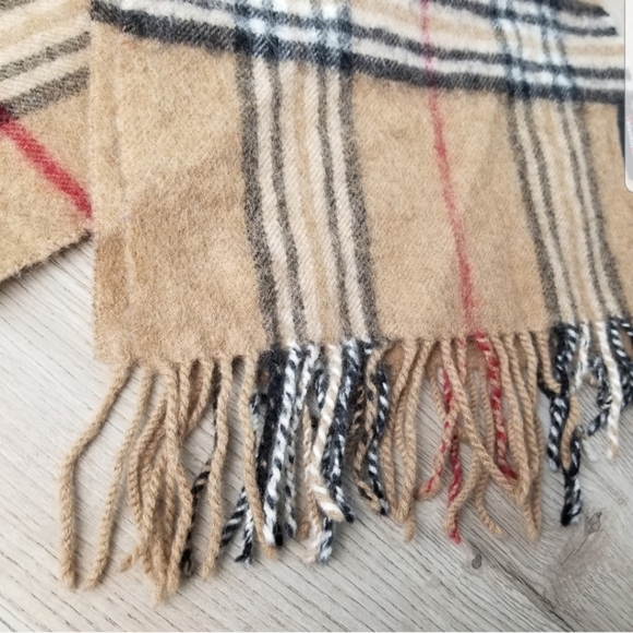 Valentin Fraas 100% pure lamb's wool brown plaid fringe scarf - Picture 4 of 9